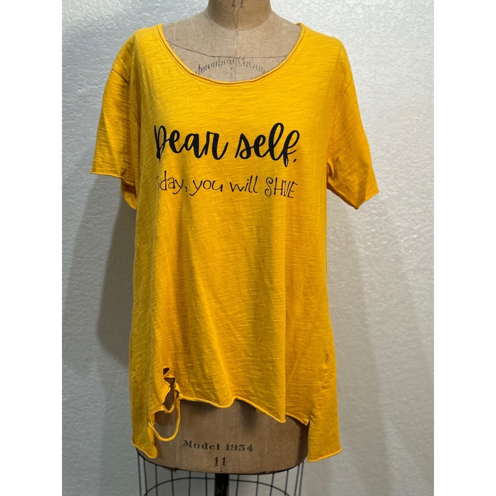 A Rare Bird Womens Mustard Yellow Dear Self Today You Will Shine Graphic Tee S/M